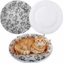 VitalCozy 2 Pack Self Heating Cat Pad Self Heating Cat Bed Machine Washable Heat Pet Mat Reversible Body Thermal Warm Round Dog Bed Crate Blanket for Feral and Indoor Cats(16'',Grey Dog Paw)