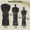 3 Pack Camouflage Golf Club Head Covers for Driver, Fairway Woods and Hybrid with Rotatable Number Tag