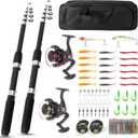 Fishing Rod and Reel Combo Set - 2PCS 6.89ft Collapsible Carbon Fiber Rods with Spinning Reels Fishing Lures Carrier Bag for Travel Saltwater Freshwater Complete Fishing Pole Kit for Anglers