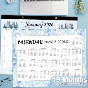 GuassLee Extra Large Desk Calendar 2026-2027 - 19 Months 20" x 30" Jumbo Desk Calendar from Jun. 2026 to Dec. 2027, Large Monthly Planner with Watercolor Design for Office School Home Organizing