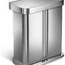 Simplehuman 58 Liter/15.3 Gallon Step Can Liner Pocket, Brushed Stainless Steel Dual Compartment Recycler