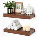 Floating Shelves for Wall, Bathroom Shelves Over Toilet, Wall Shelves & Book Shelf, Hanging Shelf, Modern Wooden Wall-Mounted Small Floating Shelves, 12x7x1.5 in (Walnut-Like, Set of 2)