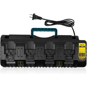 PENGJBATTER DCB104 4-Port Fast Charger with USB Port Compatible for DeWalt 20V/60V Max Battery DCB206 DCB208 DCB205 DCB606 DCB609Y DCB612, Compatible for DeWalt 20V Charger DCB104 DCB107 DCB115 DCB118