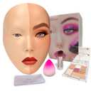 Makeup Practice Face, Makeup Mannequin Face with Makeup Practice Face Board, 5D Silicone Full Face Practice Eyelash Eye Shadow, for Emerging Makeup Artist, Beginners, Girl's Gift (White)