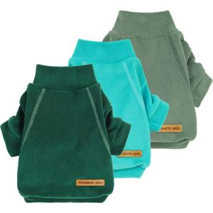 Fitwarm 3 Pack Fleece Dog Sweater, Turtleneck Dog Sweatshirt, Dog Winter Clothes for Small Dogs Boy Girl, Pet Pullover Jumper, Cat Apparel, Dark Green, Teal Green, Olive Green, Small