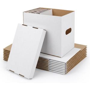 CRUGLA Comic Book Storage Boxes, 7 Pack White Cardboard Comic Book Box Set with Lids, Handles and Dividers
