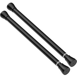 AIZESI 2PCS Black Tension Curtain Rod 16-26 Inch, 7/8" Diameter, No Drilling Short Spring Curtains Rod, Small Tension Rods for Window, Kitchen, Doorway, Closet
