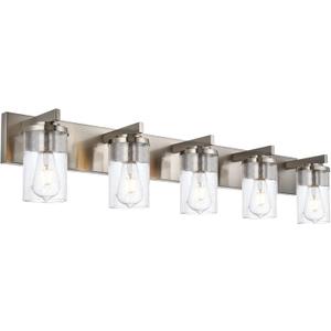 BONLICHT Brushed Nickel Bathroom Light Fixtures 5 Light Modern Vanity Lights Industrial Glass Wall Sconce Farmhouse Bath Lighting Over Mirror Wall Mount for Kitchen Living Room Hallway Workshop