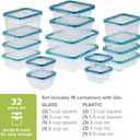 Snapware Glass & Plastic Mix Total Solution (16-Pack) Food Storage Containers Set, Meal Prep Containers with Plastic BPA-Free Lids & 4 Locking Tabs, Microwave, Dishwasher, and Freezer Safe