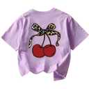 RoseSeek Girl's Geometric Star Graphic Tee Tops Casual Summer T Shirt