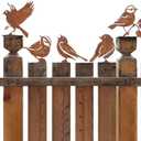 5PCS Rusty Metal Birds Decoration Bird Silhouette Statues Rusty Metal Yard Art Rustic Garden Outdoor Decor C