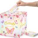 Teling 51 Pieces Butterfly Diaper Raffle Tickets with Diaper Baby Shower Raffle Card Box for Baby Shower Decor Gender Reveal Table Centerpiece Game Activity a Little Butterfly is on The Way