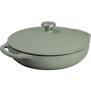 Lodge Essential Enamel Braiser - Refrigerator- & Oven-Safe up to 500 F - Heat-Retaining, Induction-Safe & PFAS-Free Enamel Cookware - 3.5 Quart, Desert Sage