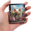 Cute Travel Pill Box Organizer with 8 Compartments - Compact and Fashionable Pill Case with Mirror - Ideal for Medications (Happy Piglet)