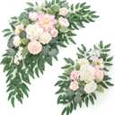 Faux Flower Swag Set of 2 for Wedding Welcome Signs Floral Swag Wedding Reception Ceremony Signs Decor (A-Pink)
