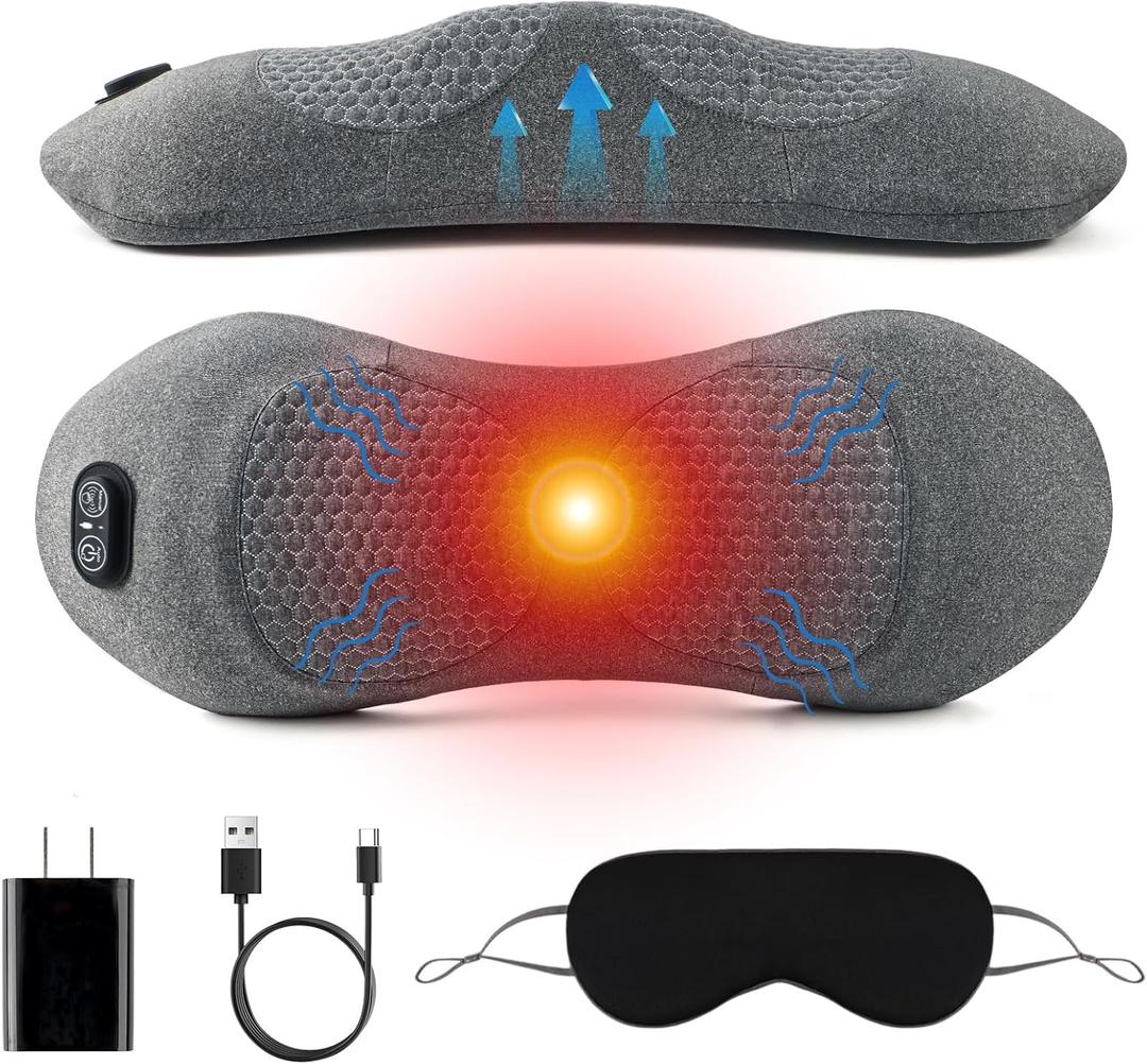 Triple Fusion Back Massager with Stretching, Vibration and Heat, 3in1 Electric Lumbar Pillow for Lower Back Tension Relief, Deep Tissue Relaxation Massage for Home, Office, Bed, Sofa, and Car Use