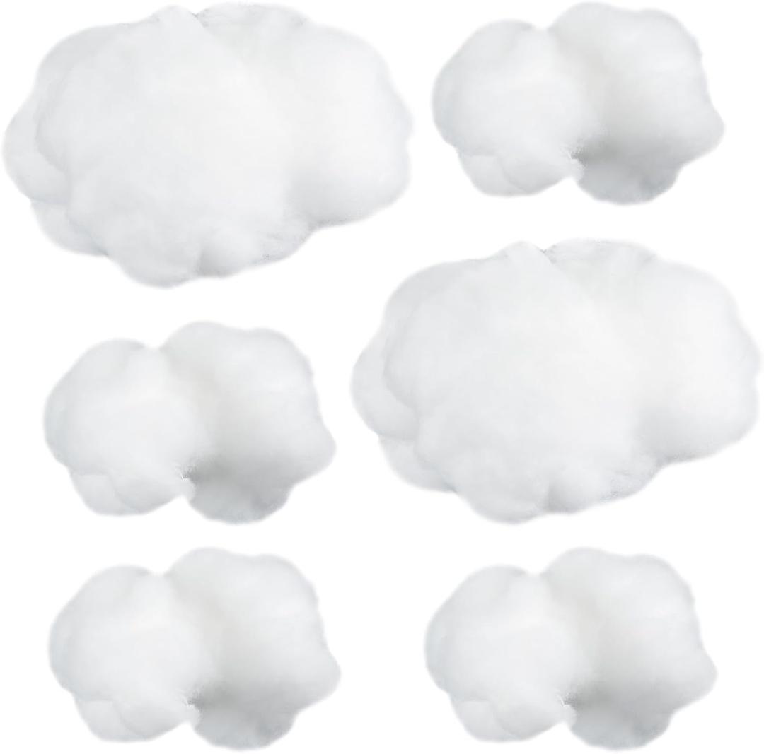 Jetec 6 Pieces Artificial Cloud Props Imitation 3D Cloud Shape Hanging Decorations Room DIY Decorative Hanging Ornament for Wedding Party Stage Show Decor (Small and Medium Size)