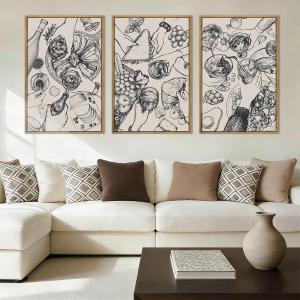 BINCUE Framed Food Canvas Wall Art Funny Kitchen Art Modern Cheers Kitchen Paintings Friends Party Art Print Black and White Pictutres for Dining Room Living Room 16x24 Inch Set of 3