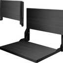 Teak Shower Bench, Folding Shower Chair Wall Mounted, Wood Folding Shower Seat, Teak Shower Bench for Inside Shower, 20 Inch Wide, 500 lbs Capacity (All Black, 20'' W x 16'' D x 20'' H)