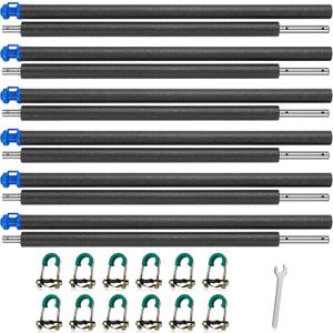 TOBWOLF 6PCS Universal Trampoline Replacement Enclosure Poles, Trampoline Replacement Poles Kits with Caps & Hardware, Fit for 10-16FT Straight Pole Round Frame
