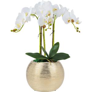Gold Ceramic Flower Vase Home Decor Vase Centerpieces Vases Metallic Round Bowl Vases for Living Room,Bedroom,Kitchen,Countertop