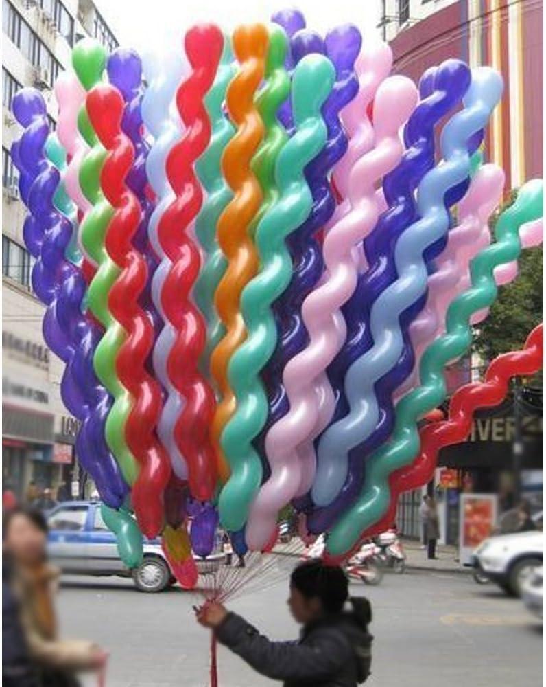 40 Inches Latex Spiral Balloons 100 Count Assorted Boys Girls Birthday Party Balloons