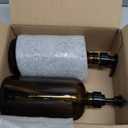 32 Ounce Glass Pump Dispenser Bottle, Large Amber Container with Pump for Shower and Bath Shampoo Soap Conditioner Lotion - 1 Liter Shower Bottles- by Kitchentoolz