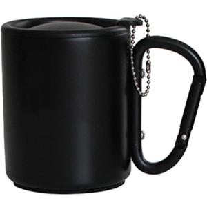 Portable Carabiner Coffee Mug with Lid Insulated Travel Mug Lightweight Camping Cup with Handle for Outdoor Hiking Travel Beverage Hot Cold Drink Container (Black, 300, ml/min)