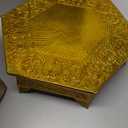 GiftBay 18 inch Hexagonal Gold Wedding Cake Stand, Hand Crafted, Embossed, Durable Build