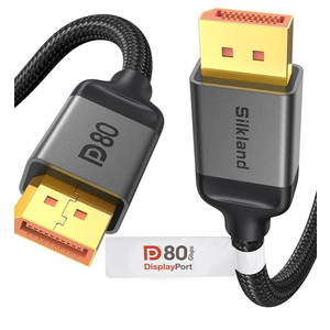 Silkland 80Gbps Short DisplayPort 2.1 Cable 1.6Ft, [8K@240Hz, 4K@540Hz 360Hz 240Hz] DP 2.1 Cable 16K, DP80 HDR Display Port Cord Compatible FreeSync G-Sync Gaming Monitor 5090 7900XTX