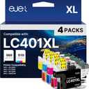 ejet LC401XL Ink Cartridges for Brother Printer MFC-J1010DW High Yield Compatible for Brother LC401 Ink Cartridges LC401 XL Work with MFC-J1170DW MFC-J1012DW MFC J1800DW 4-Pack