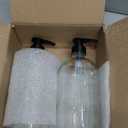 kitchentoolz 32-Ounce Pump Bottles, Large Clear Glass Boston Round Bottles w/Black Pumps. Great for Lotions, Laundry Soap Detergent, Oils, Sauces - Food Safe and Medical Grade (Pack of 2)