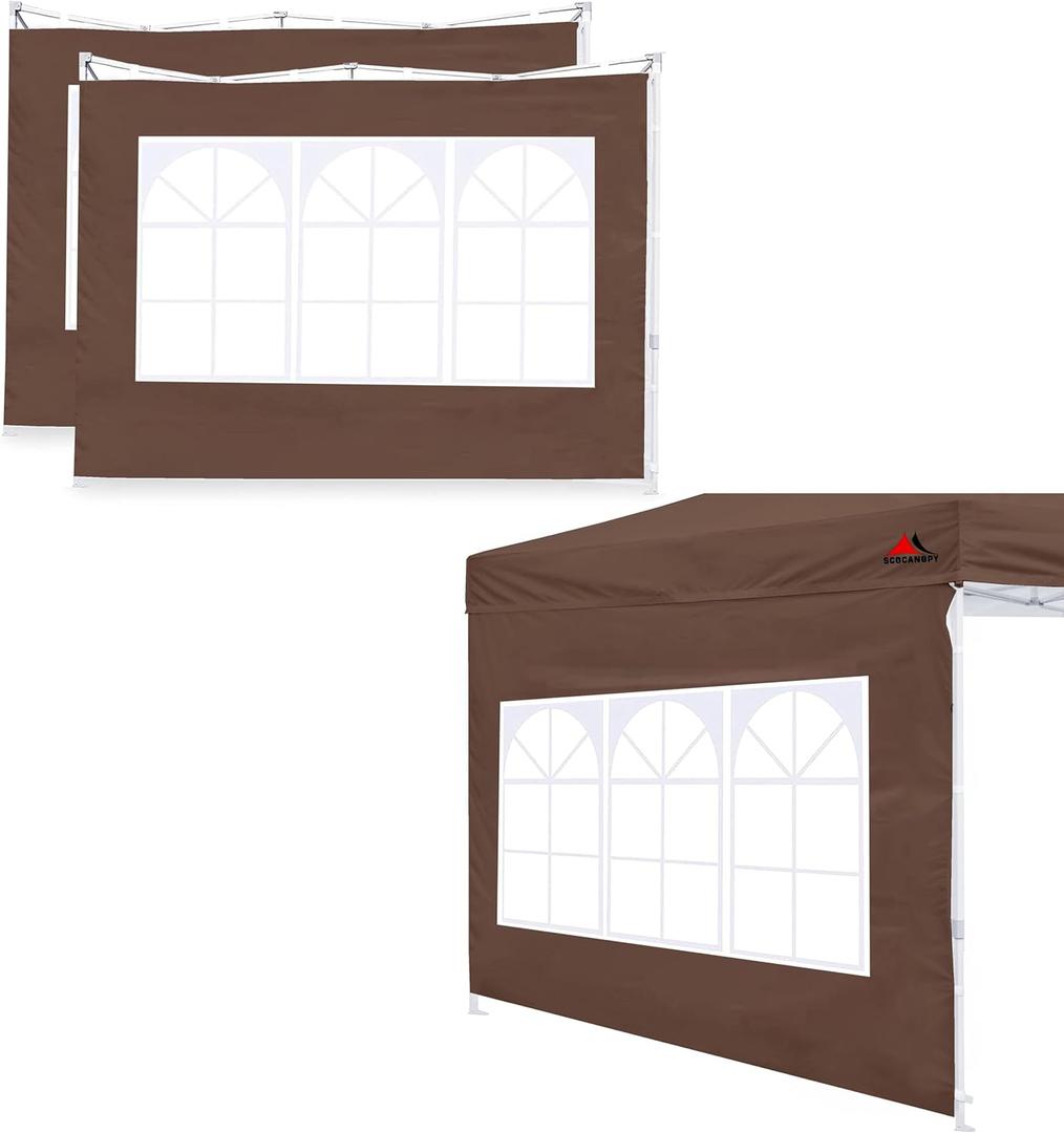 SCOCANOPY Church Window Sidewall for 10x10 Canopy Frame, 3Pack Sunwalls Only,Brown