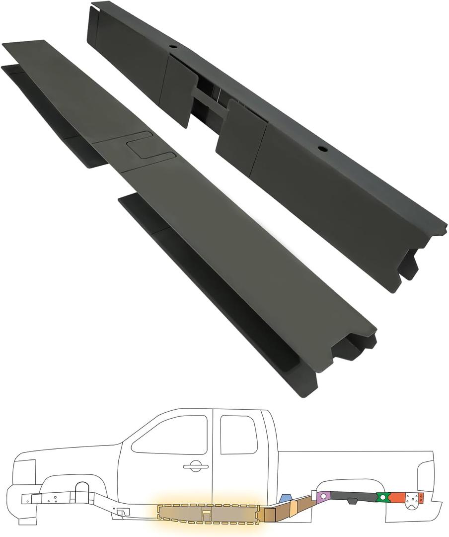 Mountainpeak Full Center Frame Rust Repair Kit fit for 2007-2014 2nd Gen Chevy Silverado & 3rd Gen GMC Sierra 1500 Extended & Crew Cab Sierra Frame Repair Patch, 11-Gauge Steel, E-Coat Anti-Rust