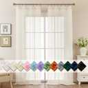 Natural Sheer Curtains 96 Inches Long, Privacy Semi Sheer Curtains for Living Room Bedroom, Light Filtering Rod Pocket Voile Window Drapes 2 Panels Set, Each 42" W x 96" L