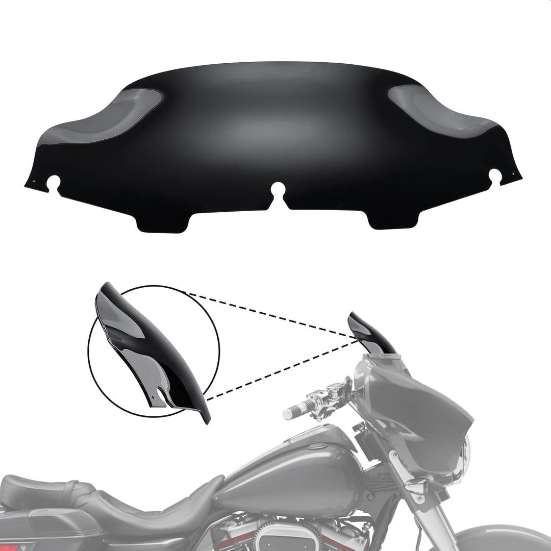 6 inch Windshield for Harley Davidson Touring Electra Glide Street Glide Tri Glide 1996-2013 Wave Windscreen (Black)