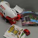 Dwi Dowellin Airplane Toys with Fire Truck Cars Toy Set and Play Mat,Plane with Light Up and Sounds,Birthday Gift for 3 4 5 6 Years Old Kids Boys Girls(Medium)