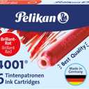 Pelikan 4001 TP/6 Ink Cartridges for Fountain Pens, Brilliant Red, 0.8ml, 6 Pack (301192)