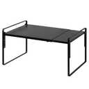 Nxconsu Cabinet Shelf Expandable Height Adjustable Organizer Riser for Kitchen Cabinet Pantry Cupboard Under Sink Countertop Organization Storage Space Saver Stackable Heavy Duty Metal Black XL. Pack 2