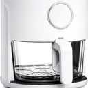 COOK WITH COLOR Colorful 1200W 4Qt Air Fryer: Glass Basket, Dishwasher Safe, 60min Timer, 6 Presets, Temp Control 175F-400F, 4 QT, Linen White, Medium