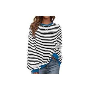 Toddler Girl Sweatshirt Long Sleeve Striped Pullover Top Fall Winter Outfits 1-5T -Blue Black 2-3Y
