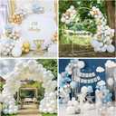 RUBFAC White Balloons 129pcs Different Sizes 18 12 10 5 Inch for Garland Arch, Latex Balloon for Engagement Wedding Anniversary Birthday Party Baby Shower Decoration