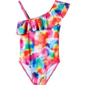 Girls One Piece Swimsuit, Quick Dry Cute Bathing Suit for Kids, Comfortable Swimwear for Beach for 5-12 Years