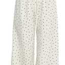 Floerns Women's Drawstring Waist Leopard Print Trousers Tie Front Wide Leg Pants (Large, White)