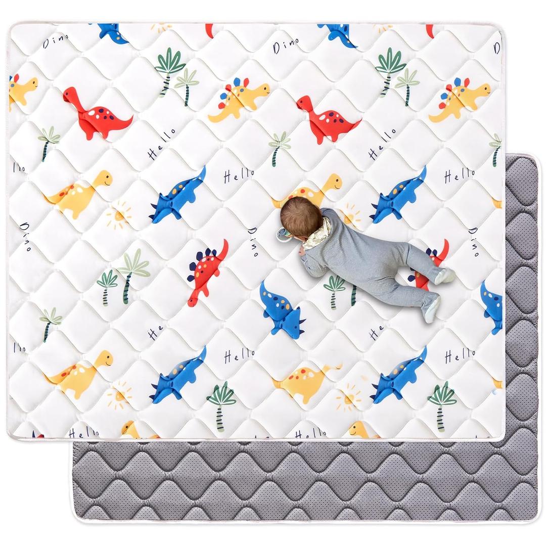 Odorless Premium Foam Baby Play Mat 50" x 50", Soft Microfiber Fabric Crawling Mat for Floor- Comfortable and Hypoallergenic, Non-Slip Cushioned Floor Playpen mat for Infants, Babies, Toddlers
