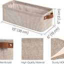 StorageWorks Narrow Storage Bins, Small Basket for Closet and Shelves, Fabric Organizer with Handles, Toilet Paper Storage, Brown and Beige, 2-Pack