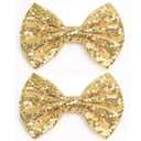 KISZU Large 5 Inch Glitter Hair Bows Clips, Sparkling Sequin Big Bow HairPins for Baby Girls Children Teens and Women (Gold)