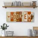 Texas Longhorns Hook Em Horns License Plate Sign - Metal Wall Art 16x6 Inch Aluminum - Burnt Orange White - SEC Fan Cave Dorm Room Decor UT - UV-Resistant Ready to Hang College Wall Sign