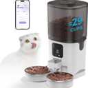 PAPIFEED 7L Automatic Cat Feeder for 2 Cats - 2.4G WiFi Timed Auto Feeder with APP Control, Cat Food Dispenser with Alexa for Multiple Cats, Detachable for Easy Clean, 1-10 Meals Per Day - White