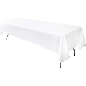 GEFEII Kitchen 60x126 inch White Rectangle Tablecloth Solid Polyester Rectangular Tablecloths for Wedding Party Restaurant Banquet Dining Buffet Table Picnic Decorations